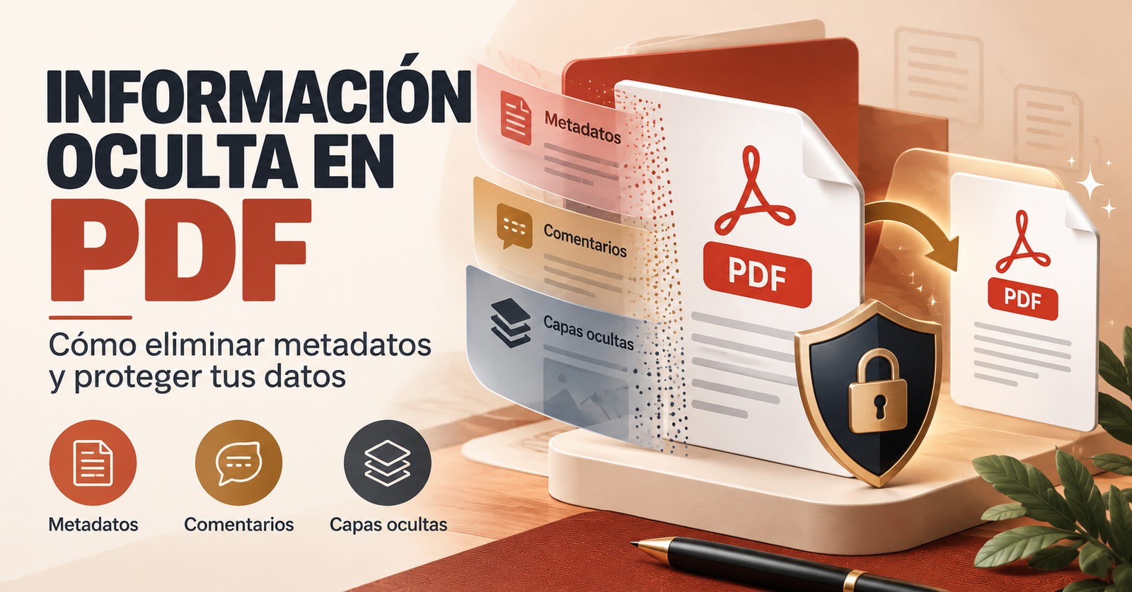 eliminar información oculta de un PDF, incluidos metadatos, comentarios y capas ocultas