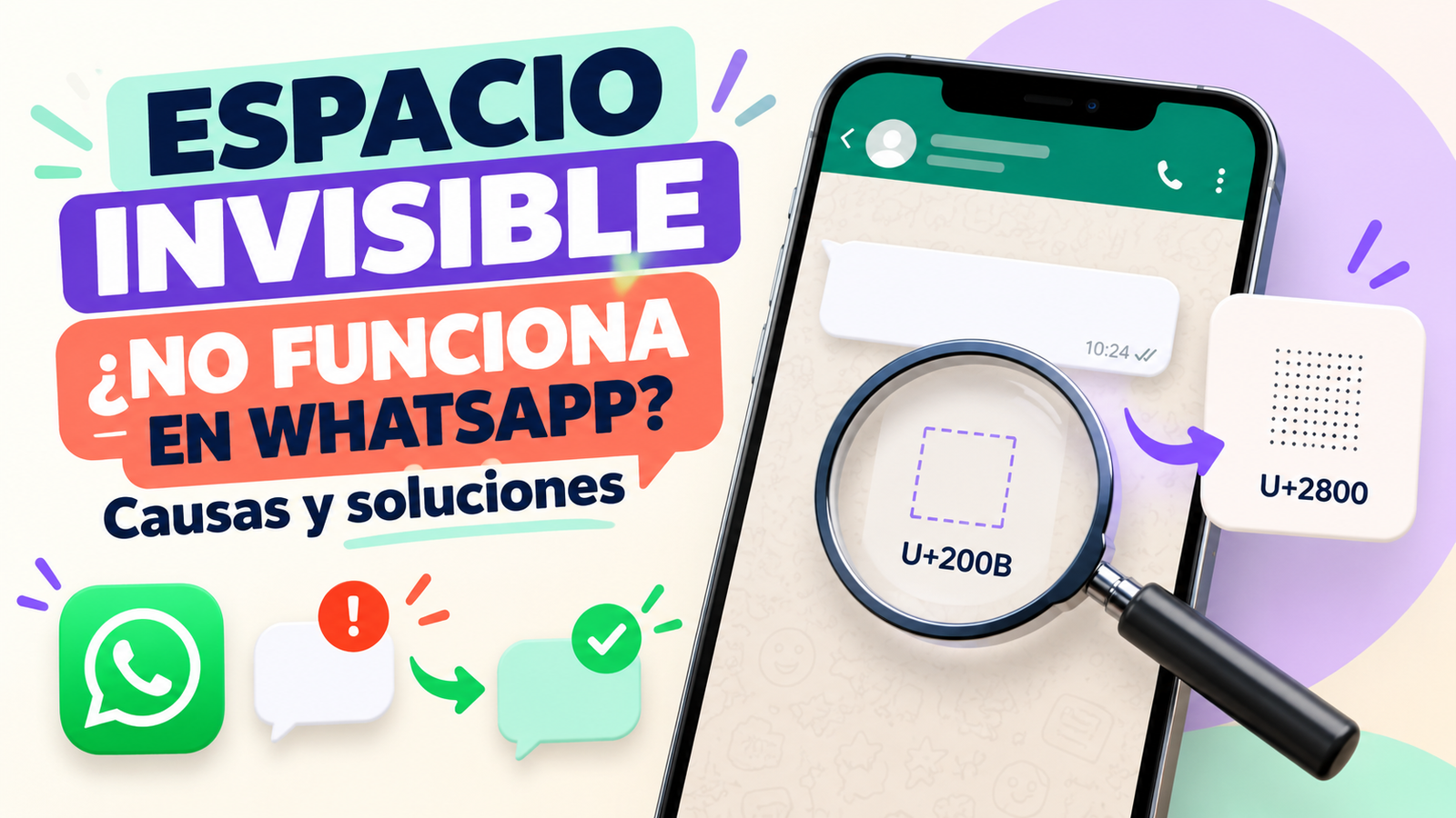 espacio invisible no funciona en WhatsApp, causas y soluciones con caracteres Unicode