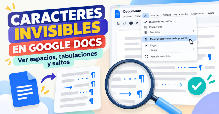 mostrar caracteres invisibles en Google Docs con espacios, tabulaciones y saltos de párrafo